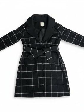 Baldwin Wrap Coat Black White Size Small